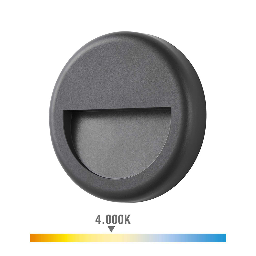Candeeiro de parede led 6w 70lm 4000k luz dia ip65 ø14x2 8cm redondo edm