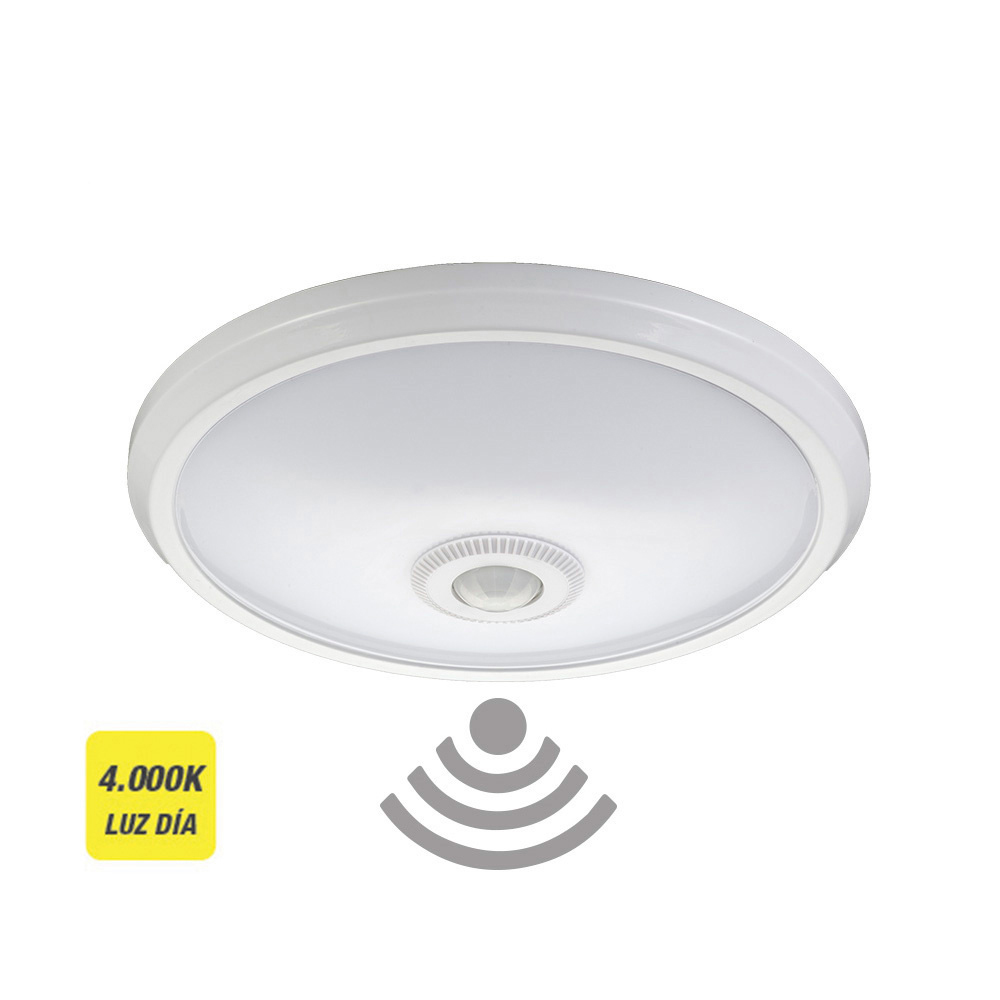 Candeeiro de teto de superfície led com sensor ip20 16w 4000k daylight ø29x6cm edm