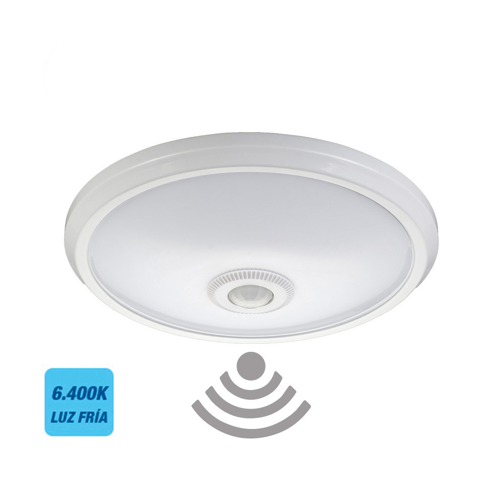 Candeeiro de teto de superfície led com sensor ip20 16w 6400k luz fria ø29x6cm edm