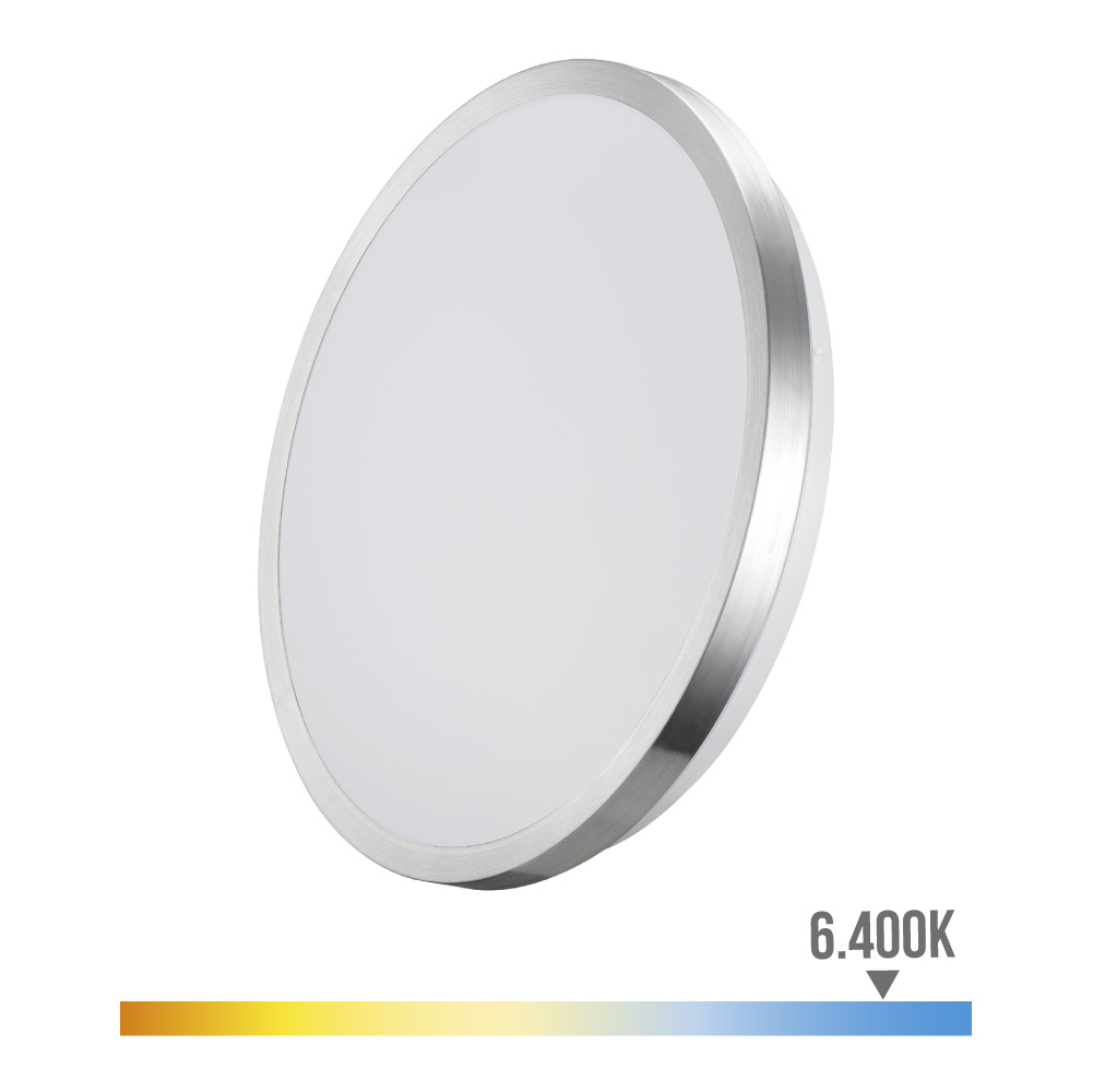 Aplique super led 24w 2490lm 6500k ø38x6 2cm moldura cromado edm