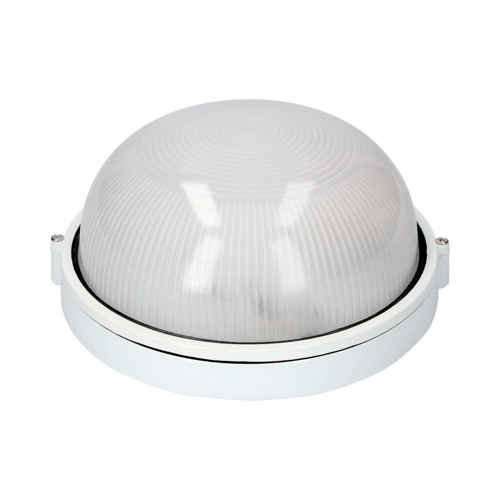 Aplique redondo de alumínio ip54. cor branco 1xe27 100w ø23 8x11cm modelo cambrils edm