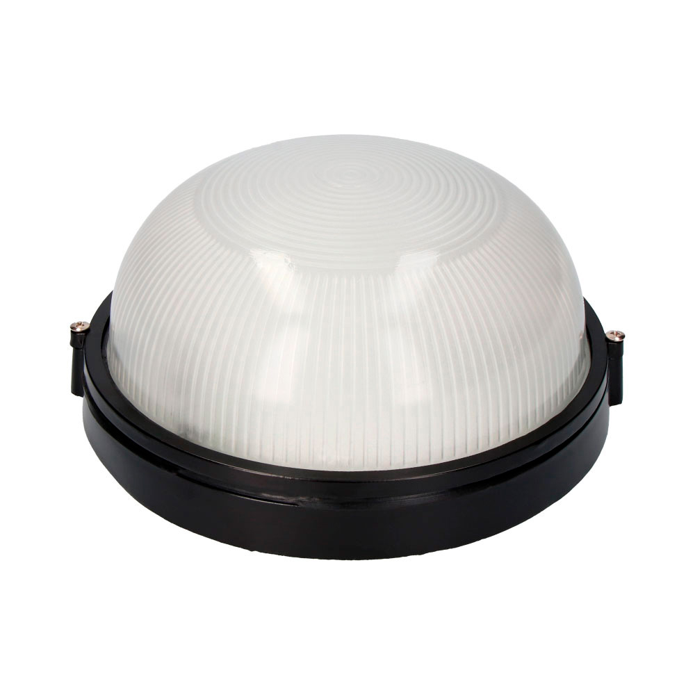 Aplique redondo de alumínio ip54. cor preto 1xe27 100w ø23 8x11cm modelo cambrils edm