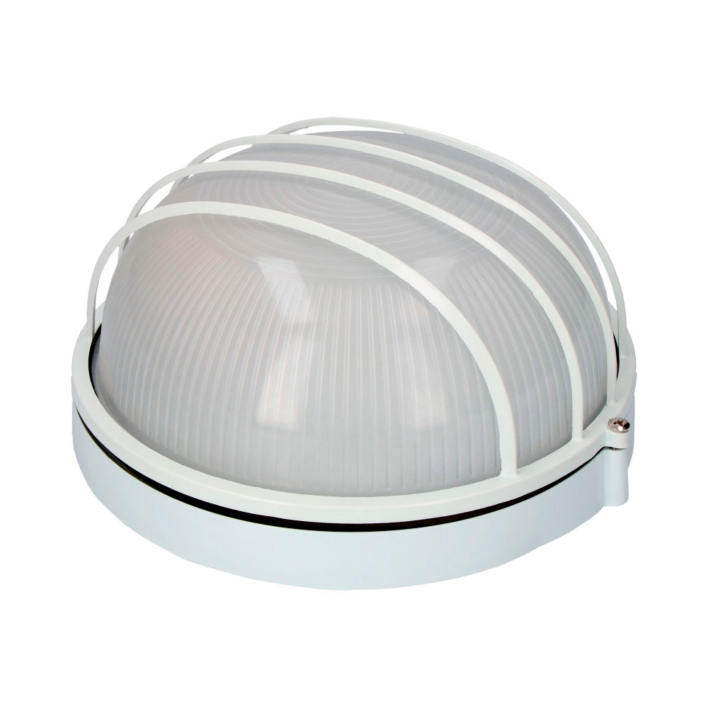 Aplique redondo de alumínio ip54. cor branco 1xe27 100w ø23 8x11cm modelo vinyols edm