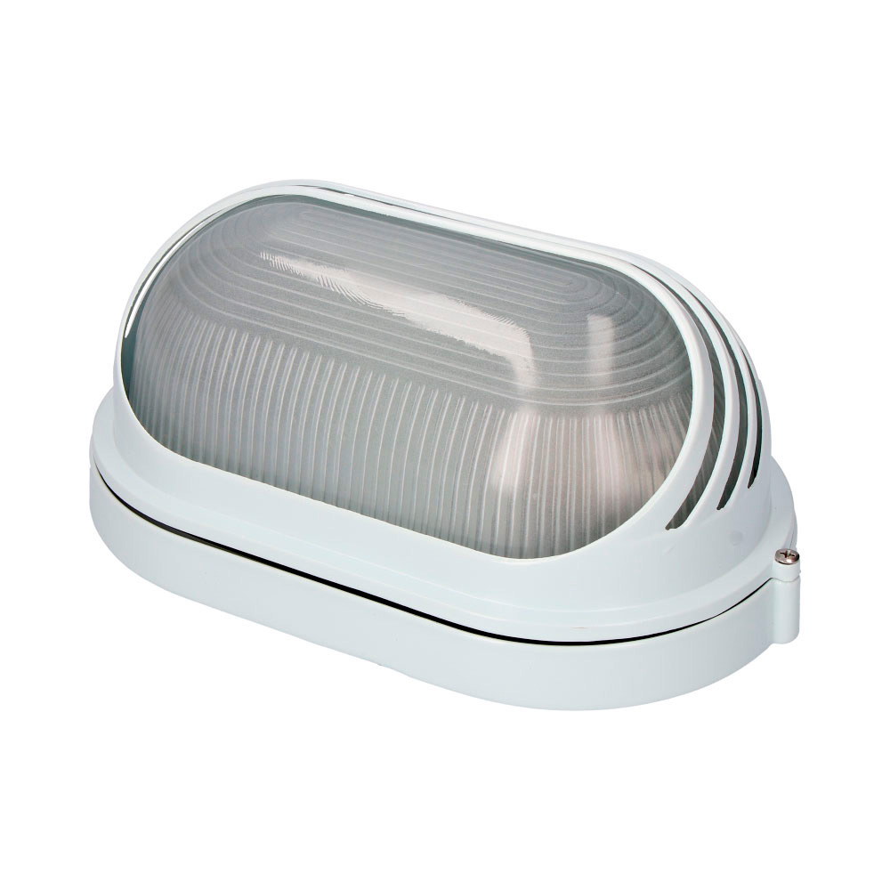 Aplique de alumínio ip54 oval. cor branco 1xe27 100w 15 5x28x12 1cm modelo vinyols edm