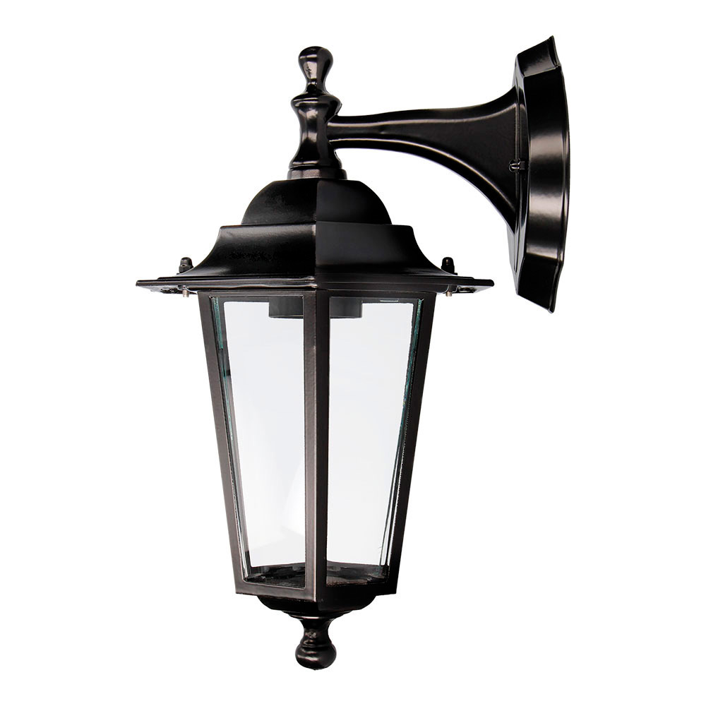 Candeeiro de alumínio e vidro para parede. ip44 e27 60w cor preto ø19 5x21x32cm modelo zurich. edm
