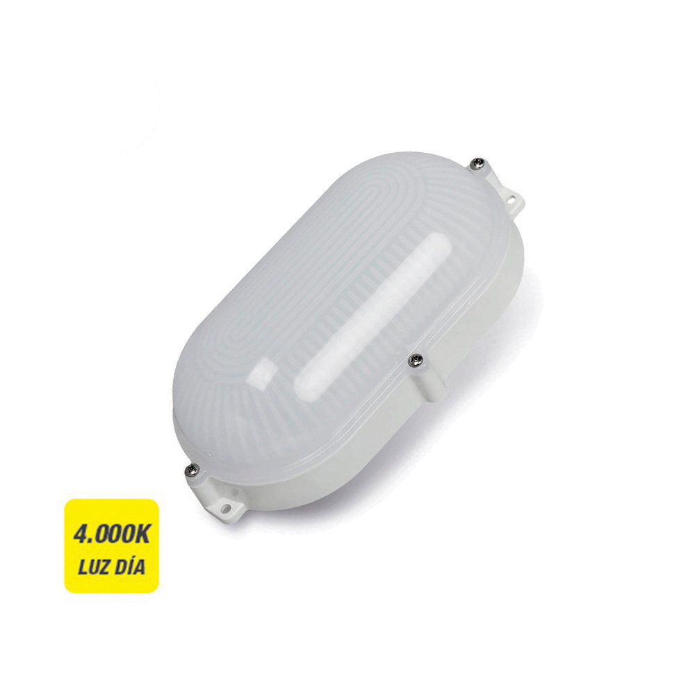 Candeeiro de parede led exterior oval 9w ip65 4000k 22x12x6cm luz dia edm