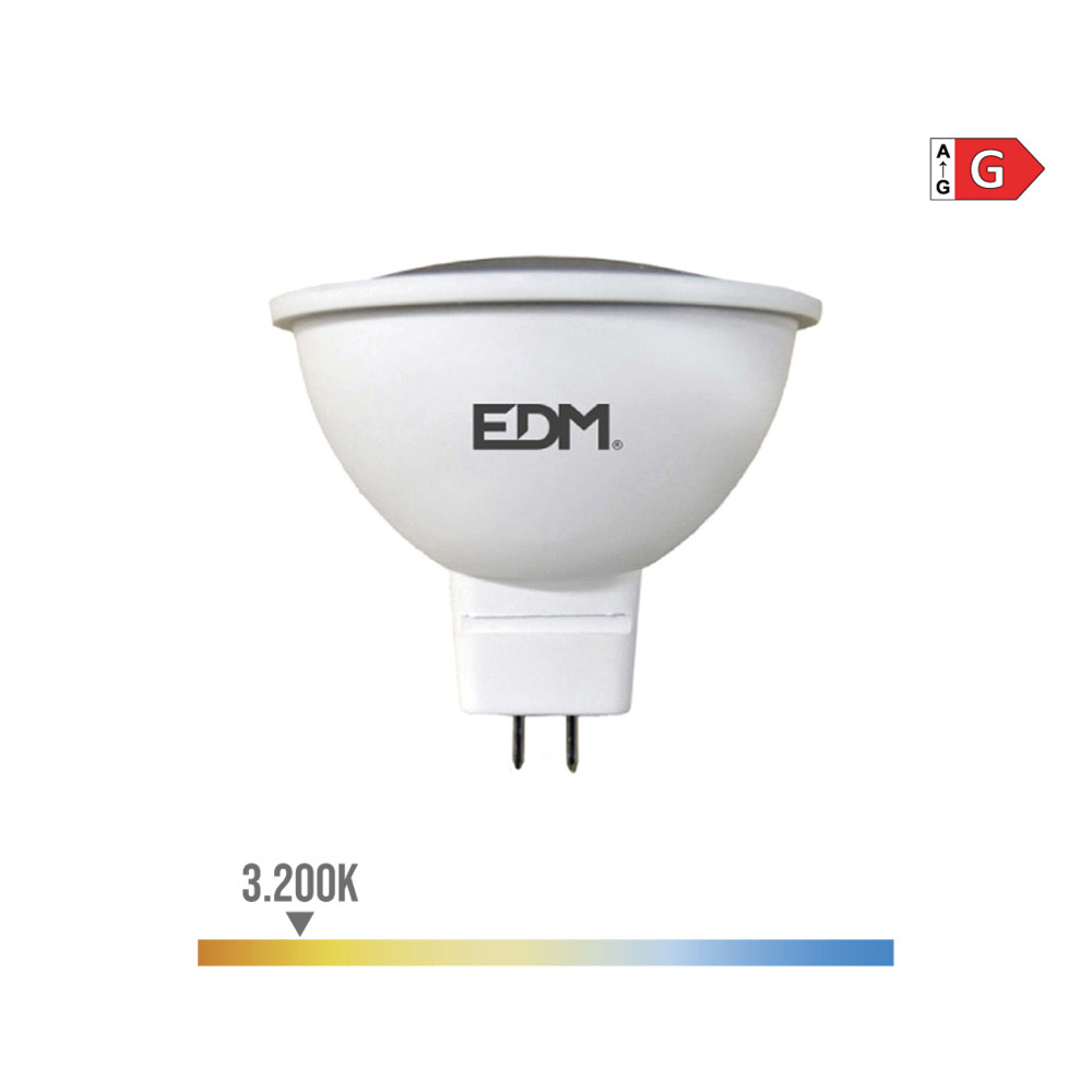 Lâmpada dicroica led mr16 (gu5.3) 5w 12v 450lm 3200k luz quente ø5x5cm edm
