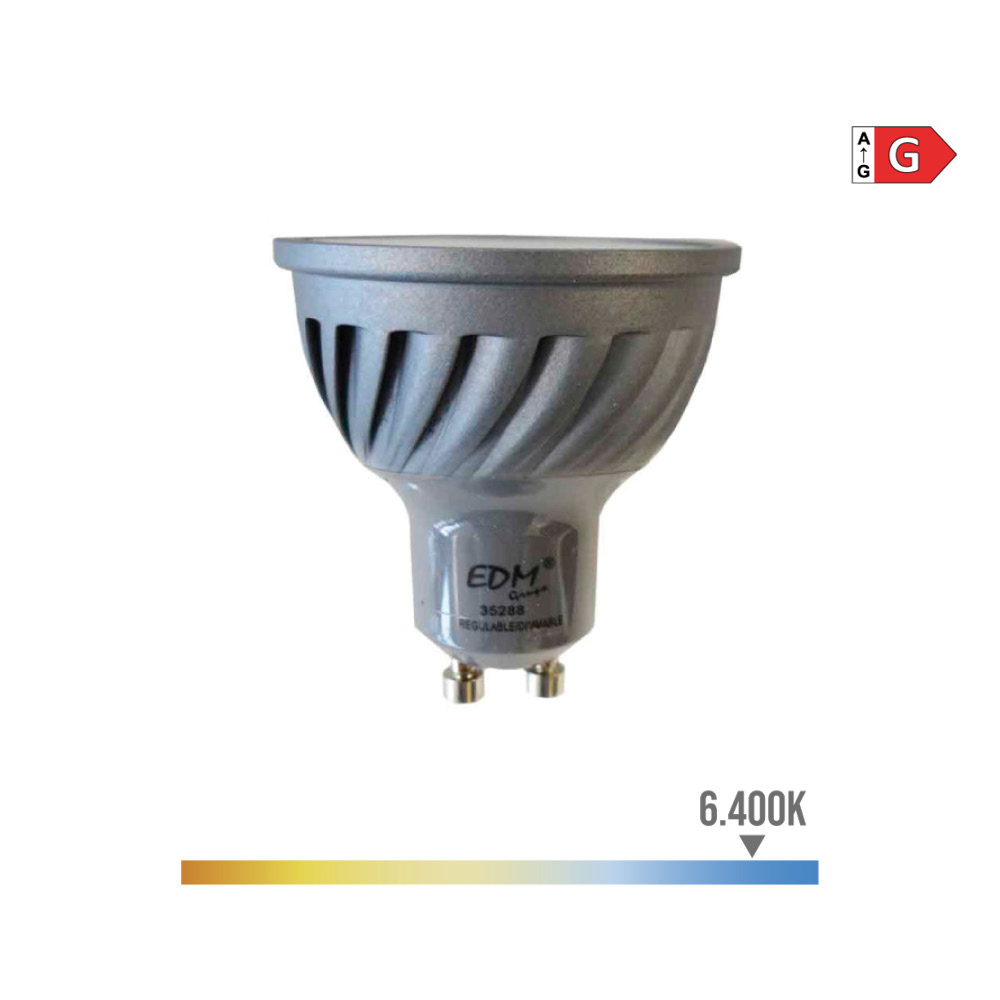 Lâmpada led dicroica dimmável gu10 6w 480lm 6400k luz fria ø5x5 5cm edm