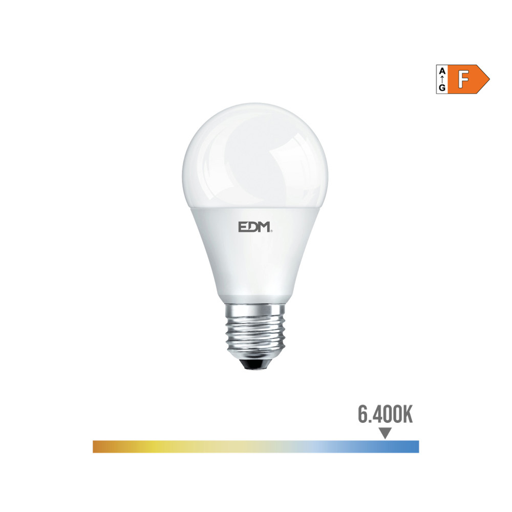 Lâmpada  crepuscular  standard led e27 10w 800lm 6400k luz fria ø6x11cm edm