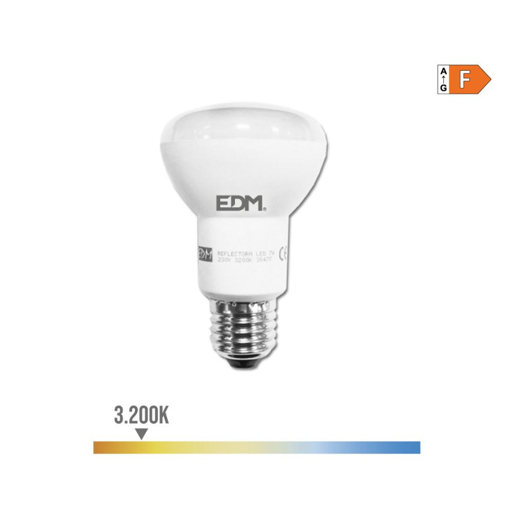 Lâmpada reflector led r63 e27 7w 470lm 3200k luz quente ø6 3x10cm edm