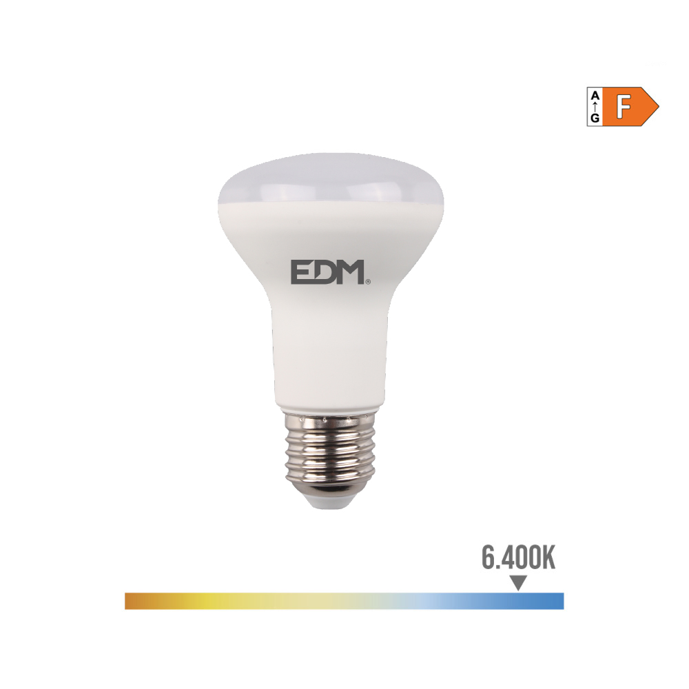 Lâmpada reflector led r63 e27 7w 470lm 6400k luz fria ø6 3x10cm edm