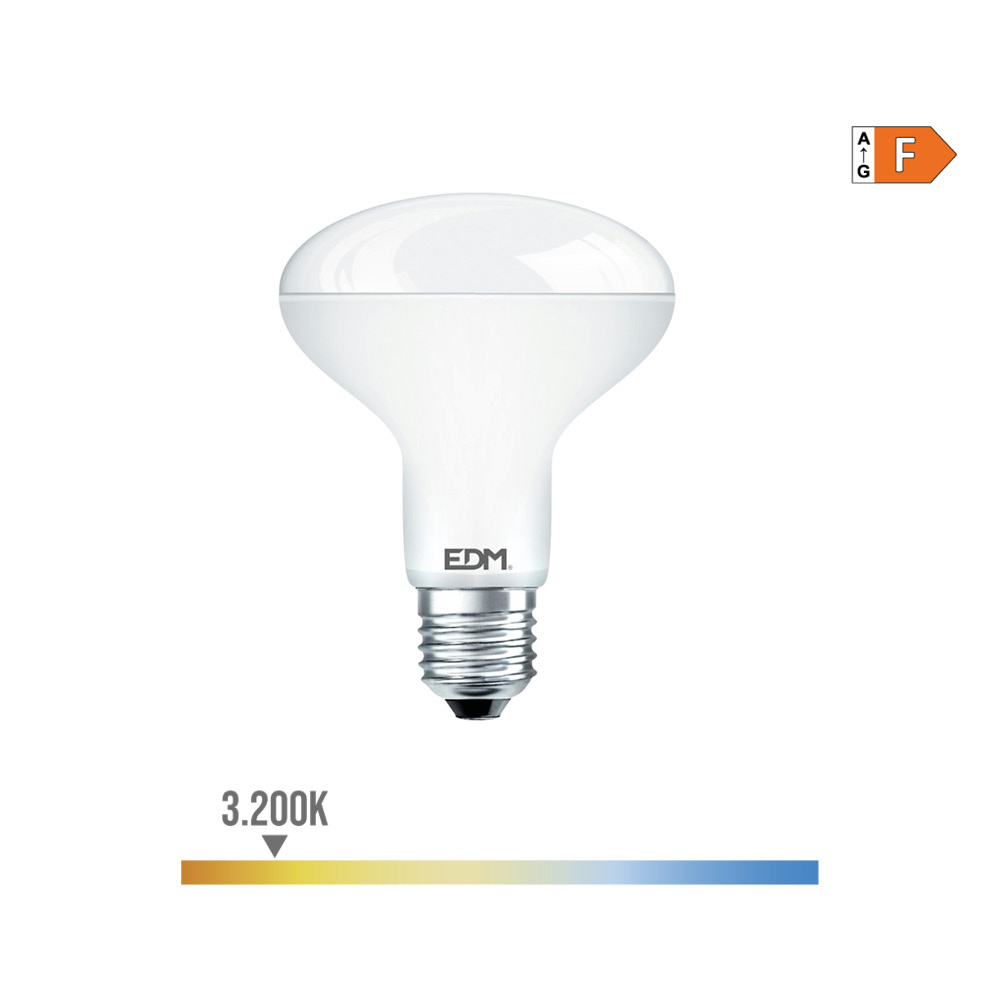 Lâmpada refletor led r80 e27 10w 810lm 3200k luz quente ø7 9x11cm edm