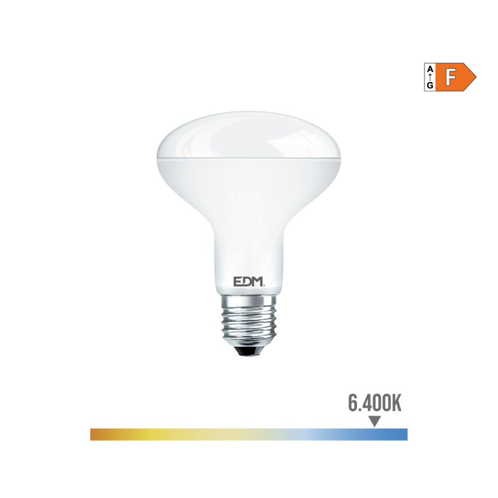 Lâmpada refletor led r90 e27 12w 1055lm 6400k luz fria ø9x12cm edm