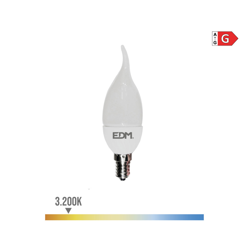 Lâmpada de vela bohemia led e14 5w 400lm 3200k luz quente ø3 8x12 5cm edm