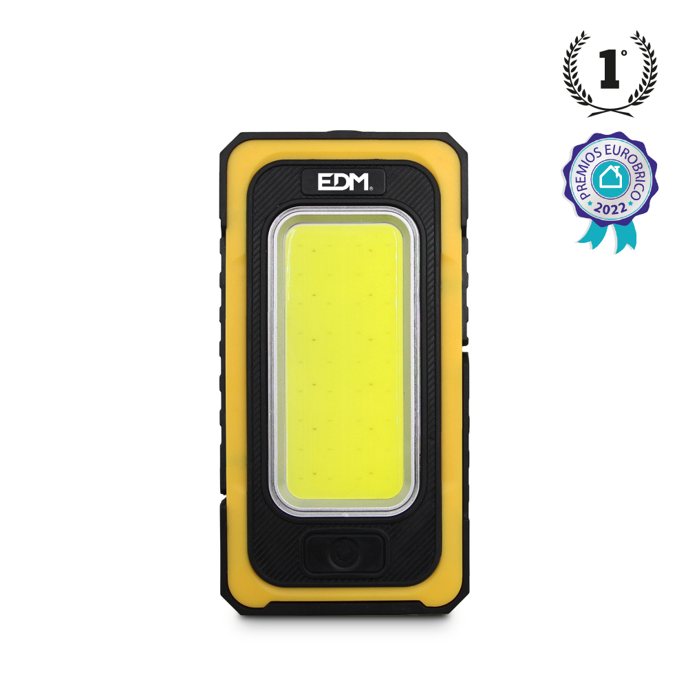 Lanterna led solar recarregável com gancho e íman cob 10w 750lm edm