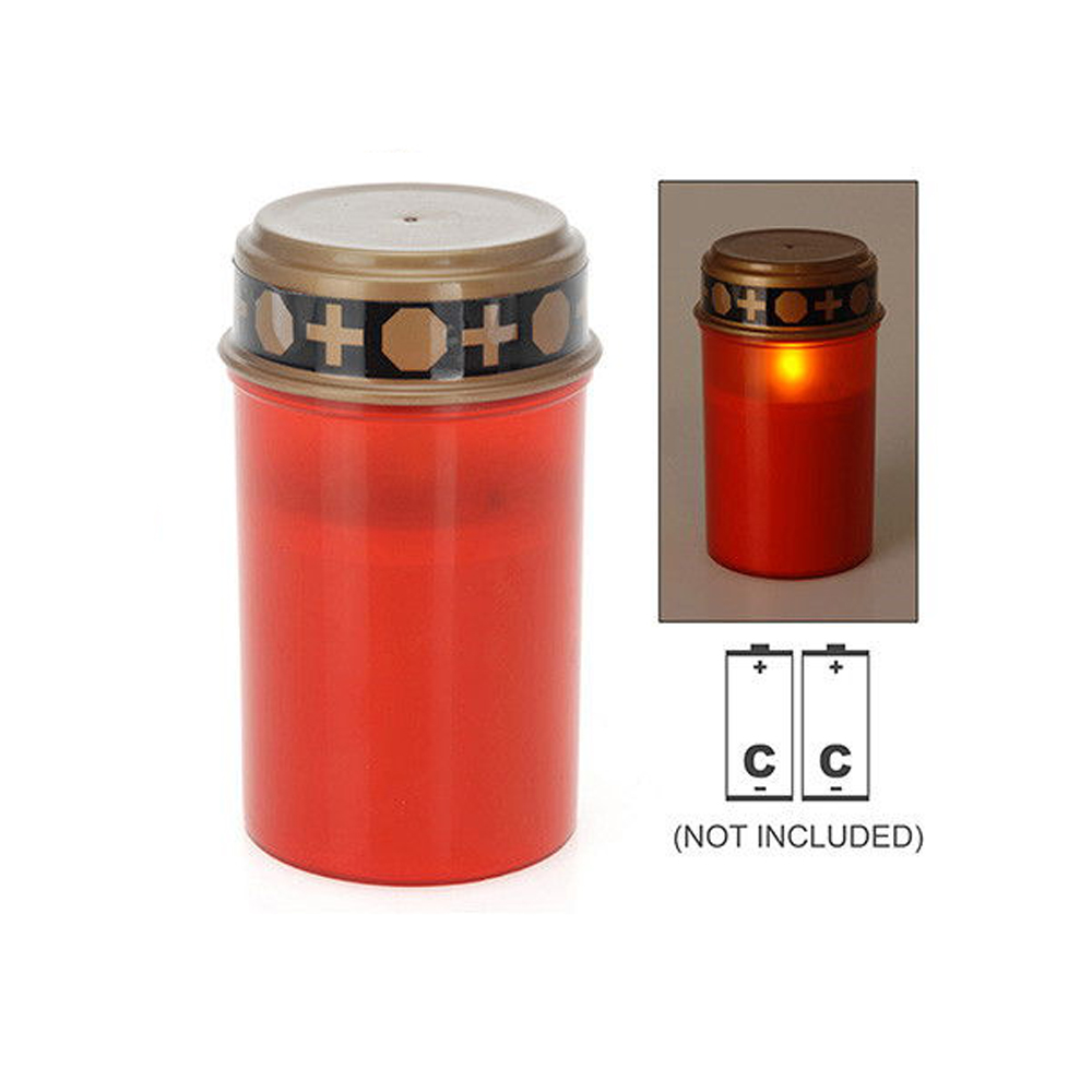 Vela para os mortos (cemitério) com luz led. 2xlr14 (pilhas não incluídas) luz branca quente