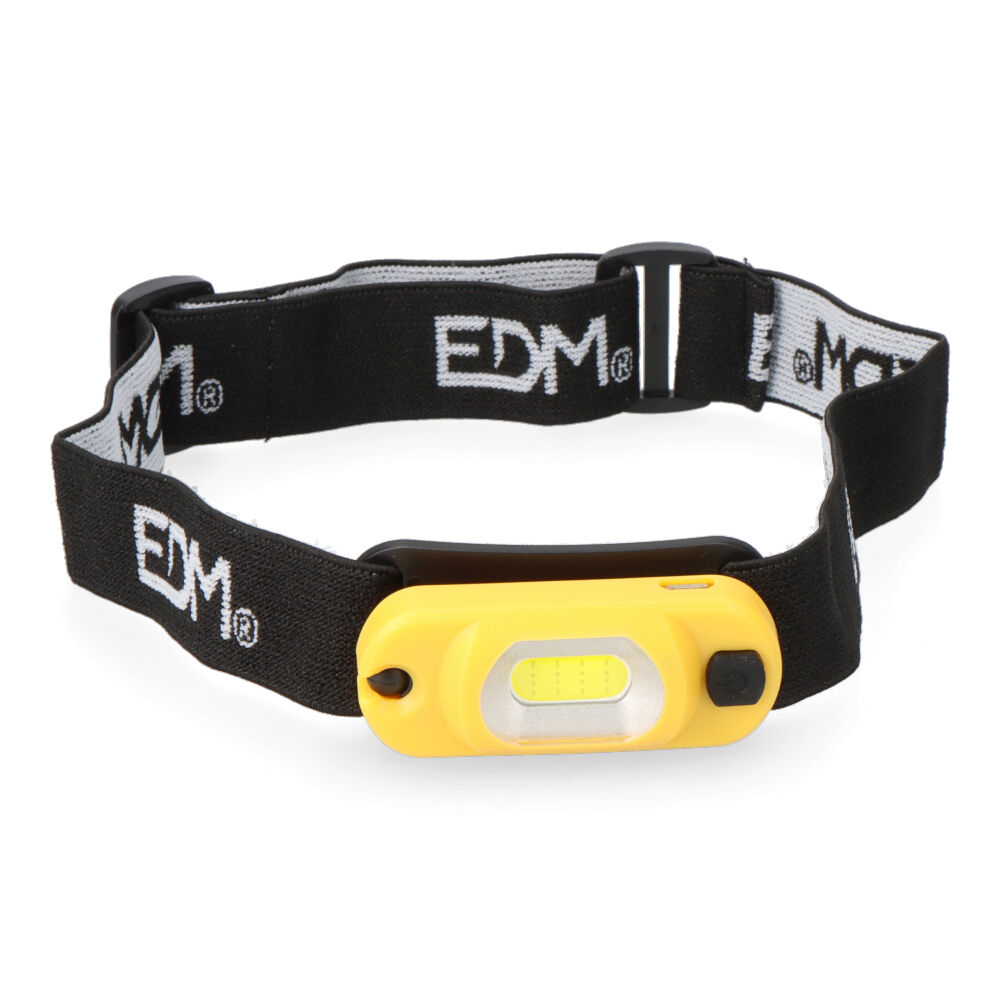 Lanterna de cabeça recarregável 1 led cob 1w 3.7v 250mah edm