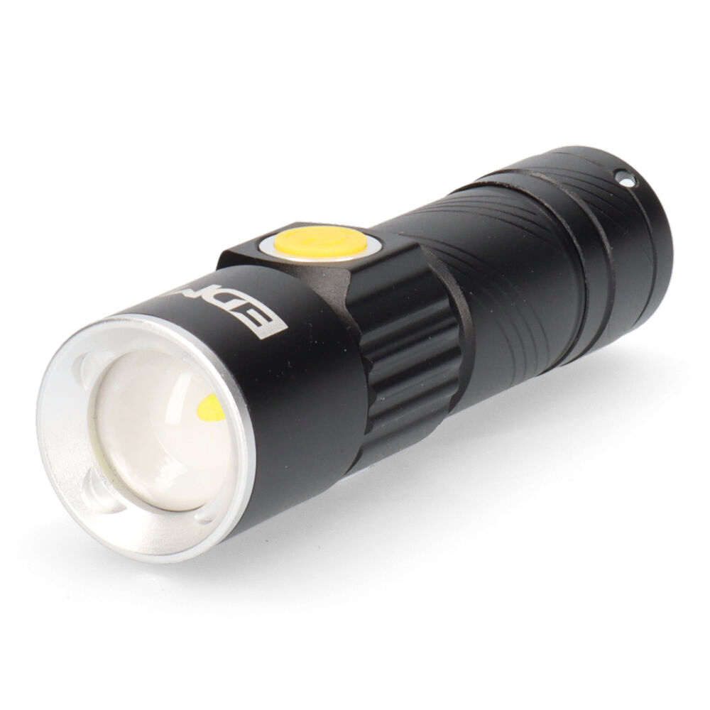 Mini lanterna com zoom 1 led 120lm 7500k usb recarregável. edm