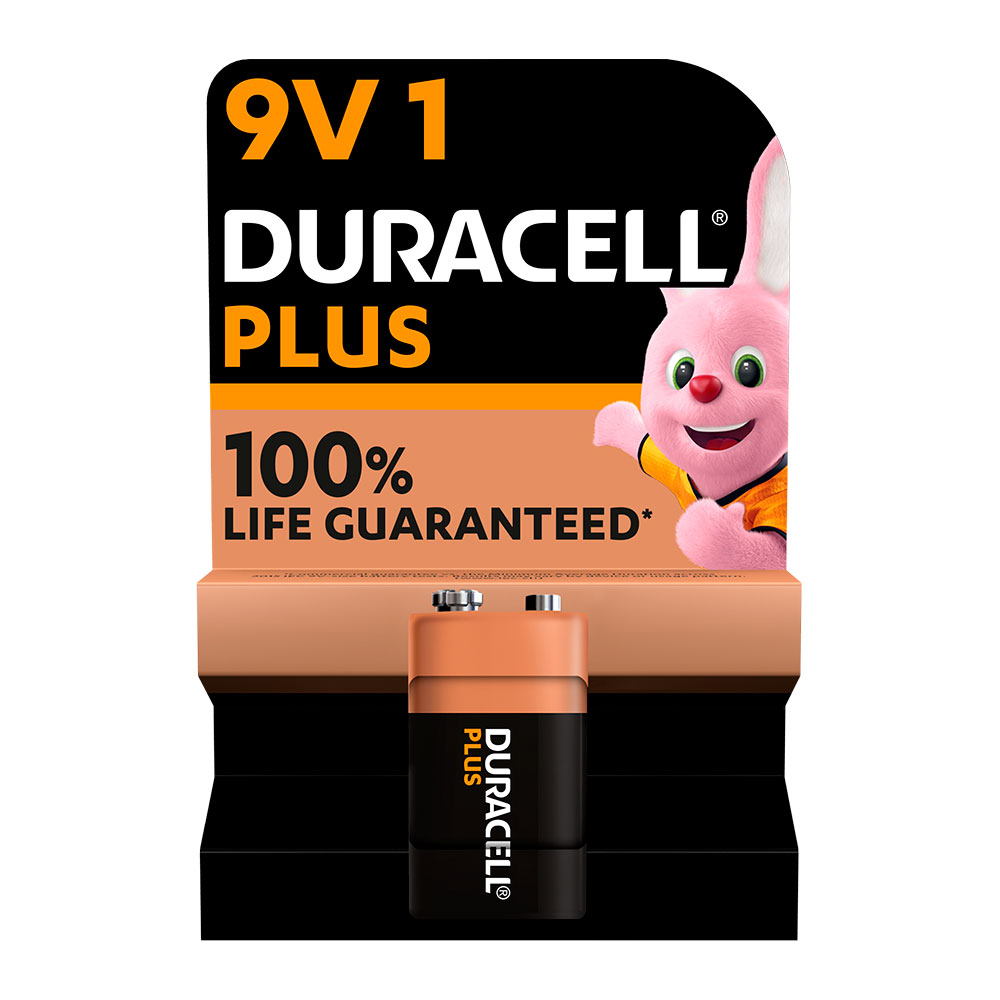 Pilha alcalina duracell plus power 6lr61 9v (blíster 1 un) 26 5x17 5x48 5mm