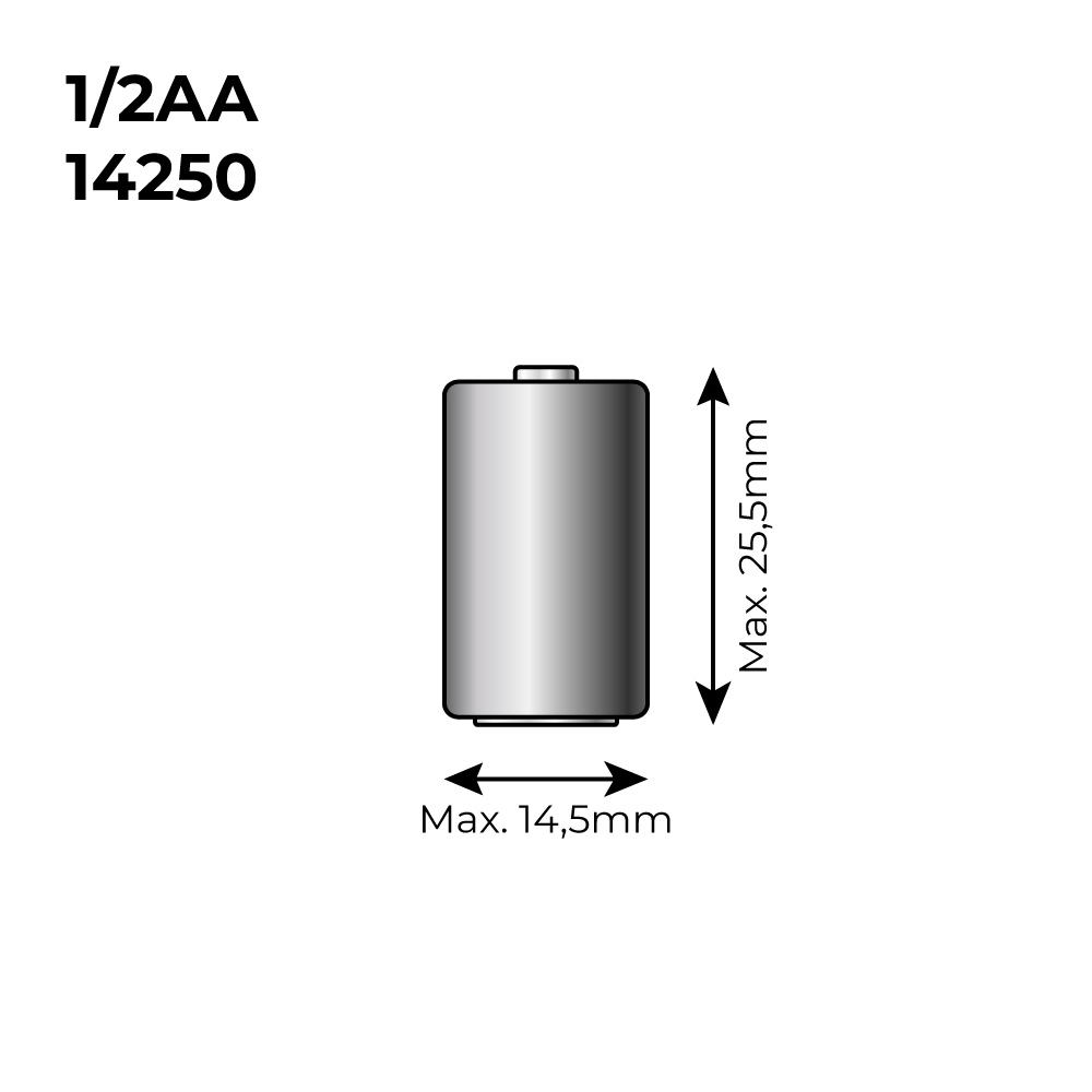 Pilha lítio lpt2 150 1/2 3 6v (mod. (14250) 1200ma ø14 5x25 5mm