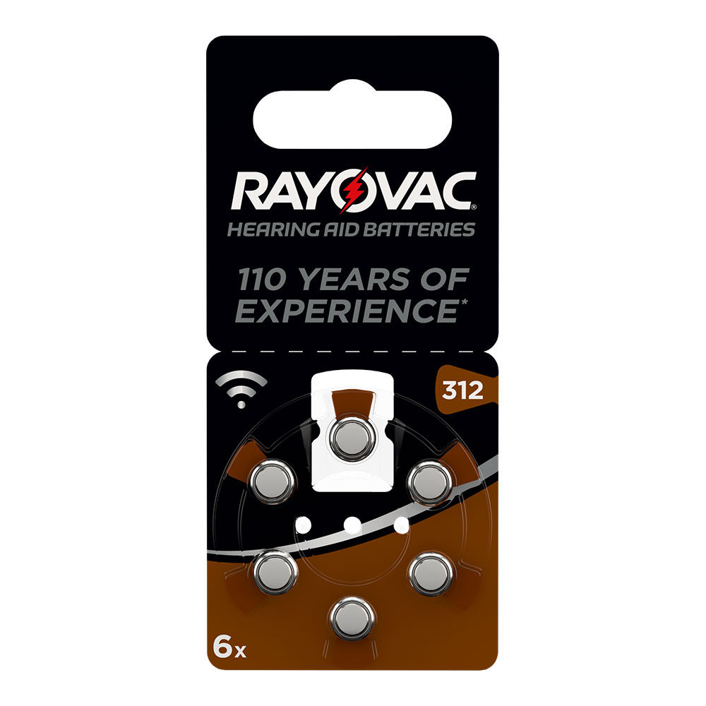 Micro pilha para aparelho auditivo rayovac za312 1 45v (blíster 6 pilhas) ø7 9x3 6mm
