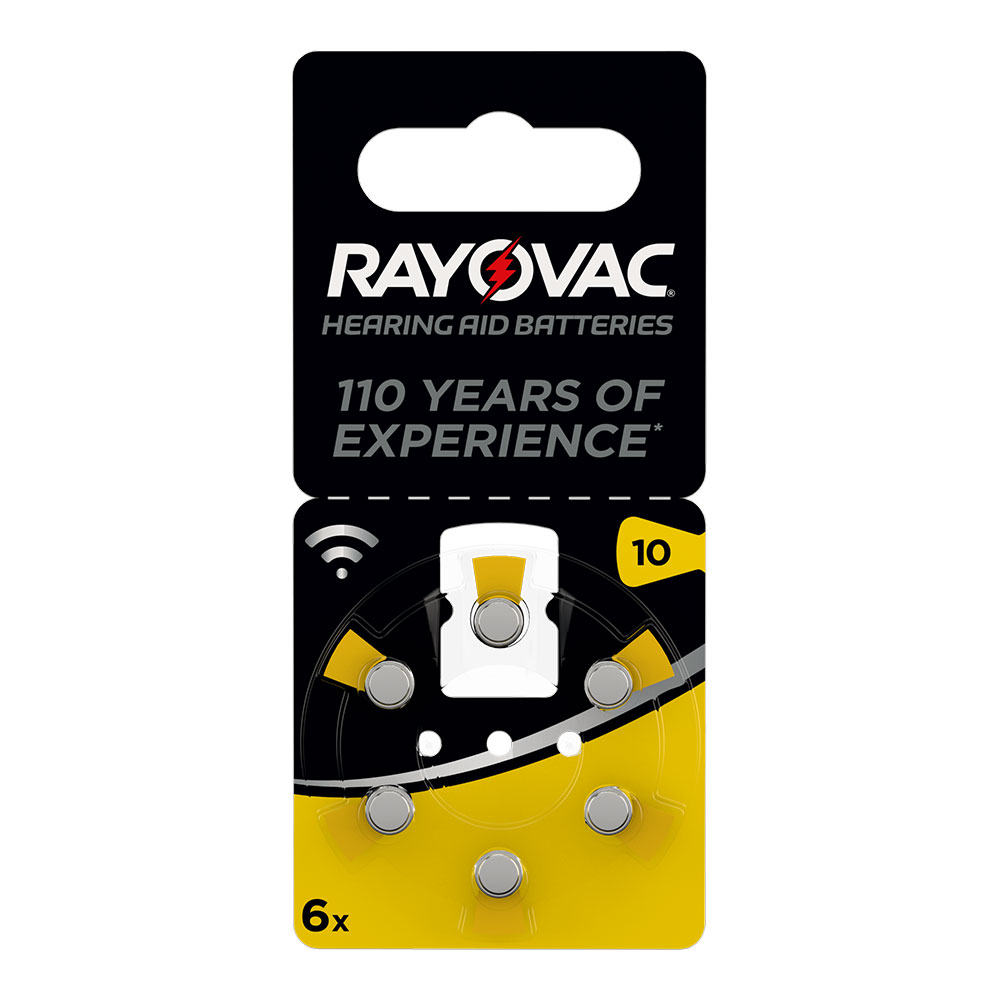 Micro pilha para aparelho auditivo rayovac za10 1 4v (blíster 6 pilhas) ø5 8x3 6mm
