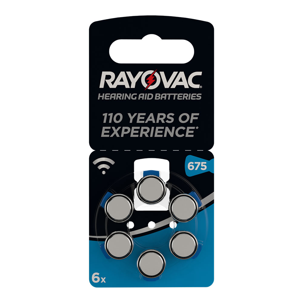 Micro pilha para aparelho auditivo rayovac za675 1 4v (blíster 6 pilhas) ø11 6x5 4mm