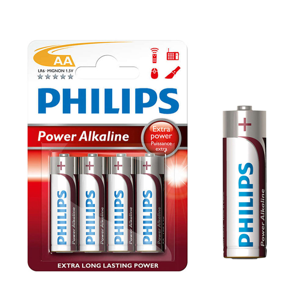 Pilha alcalina philips aa - lr06 1 5v (blíster 4 un) ø14 5x50 5mm