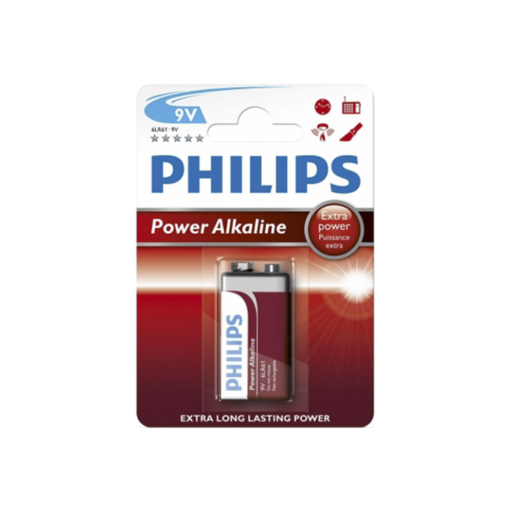 Pilha alcalina philips 6lr61 9v (blíster 1 un) 26 5x17 5x48 5mm