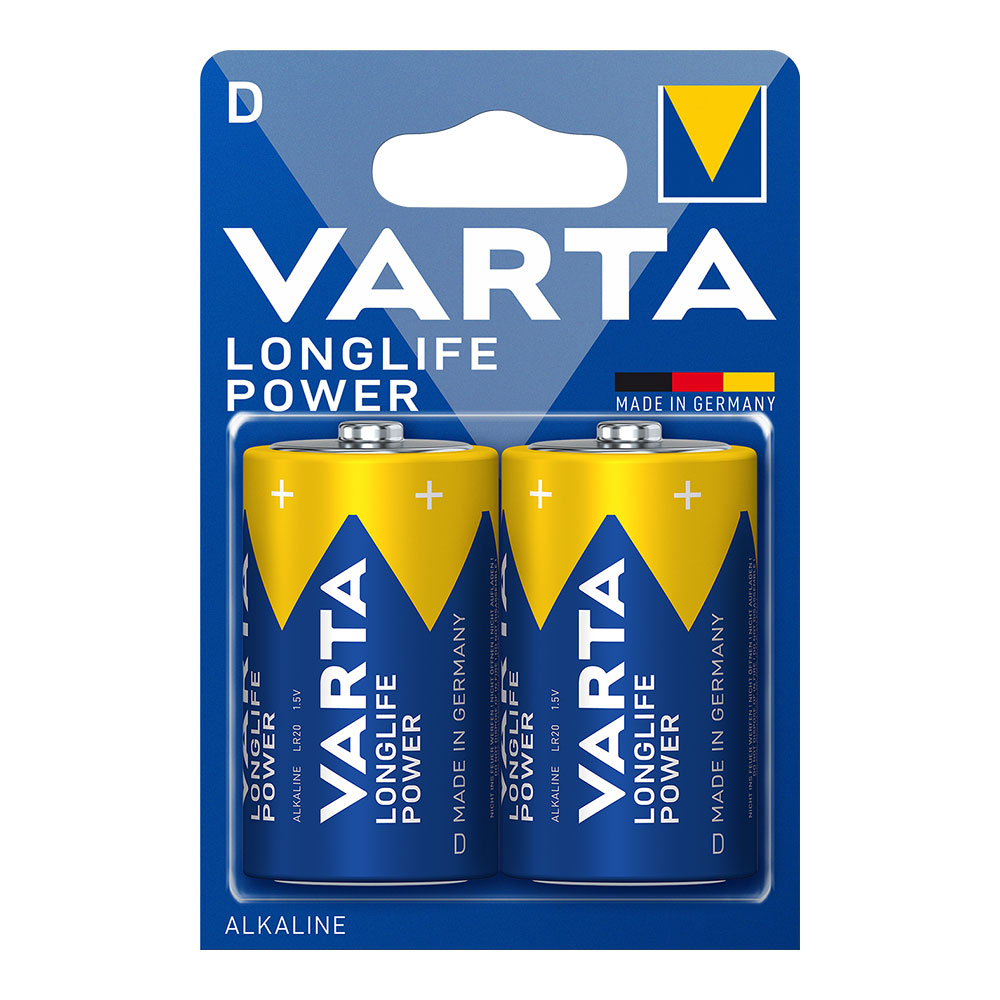 Pilha varta alcalina longlife power d - lr20 (blíster 2 un) ø34 2x61 5mm