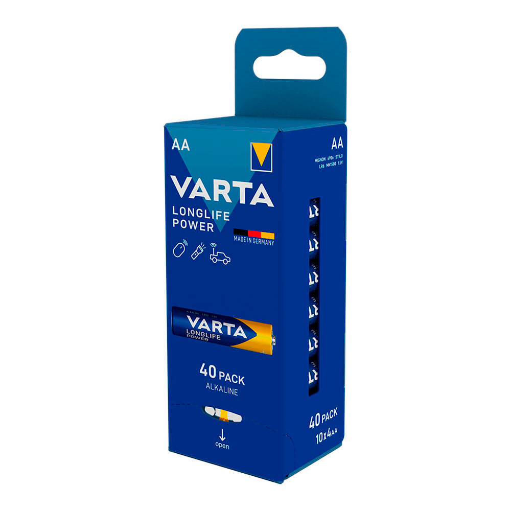 Pilha varta longlife power aa - lr06 (pack 40 un granel) 6x5x14cm
