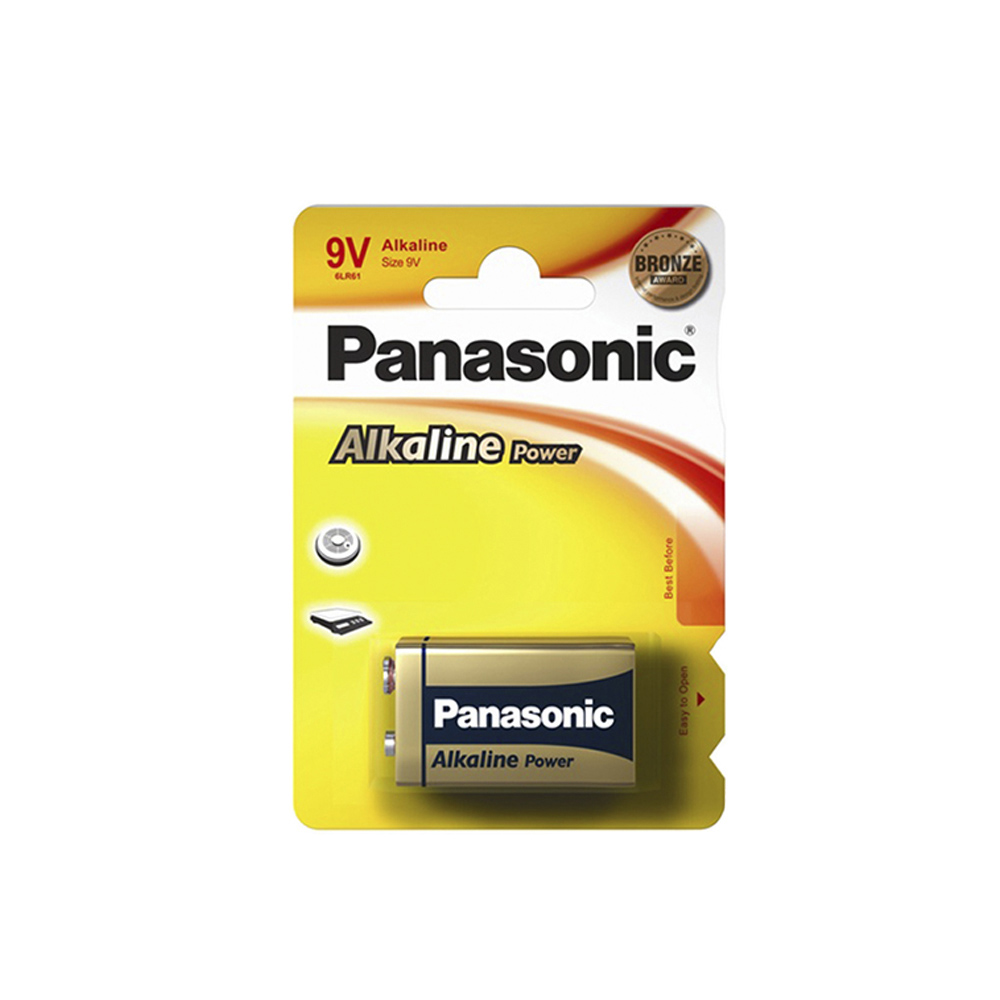 Pilha alcalina panasonic bronze 6lr61 9v (blíster 1 un) 26 5x17 5x48 5mm