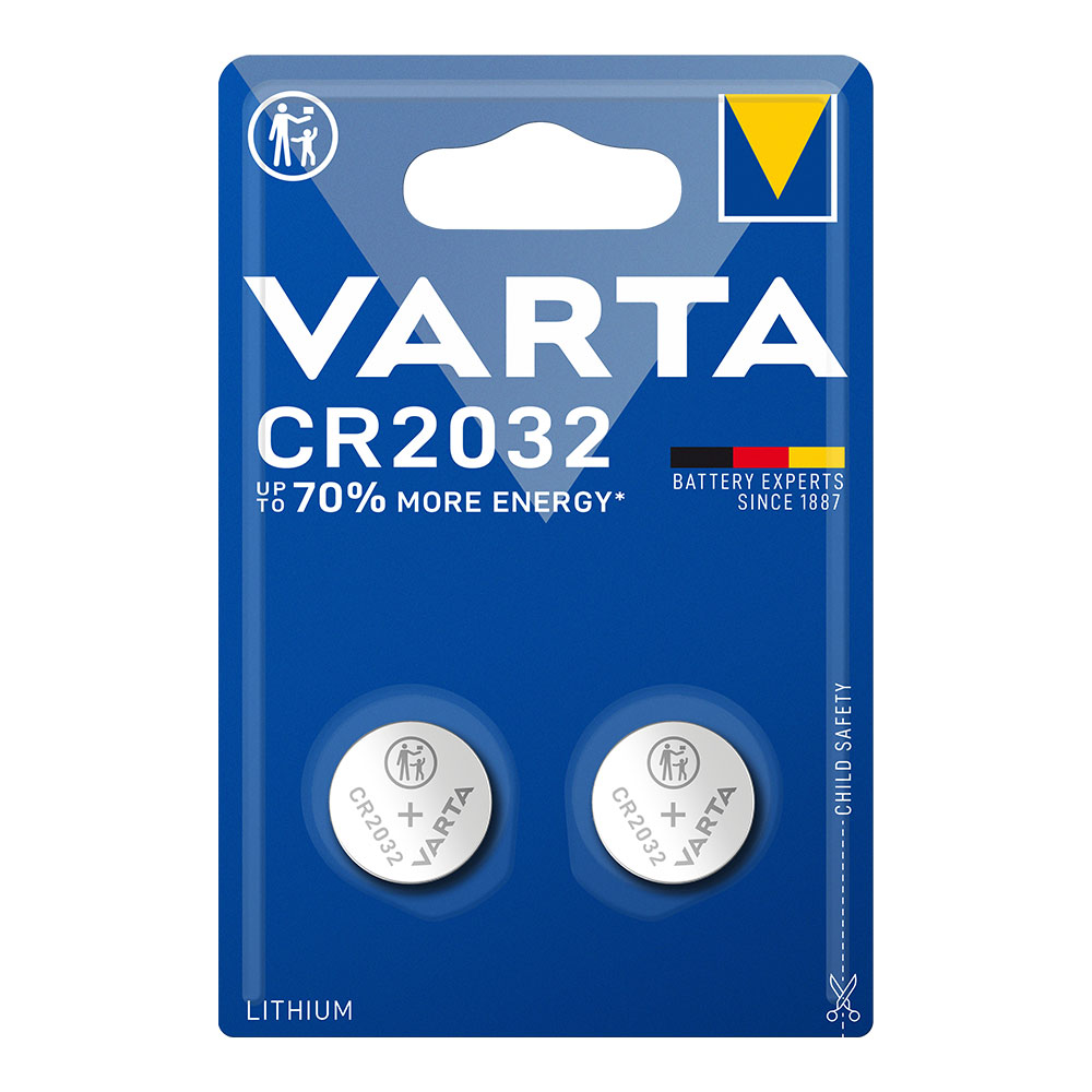 Micro pilha botão lithium cr2032 3v varta (blíster 2 un) ø20x3 2mm