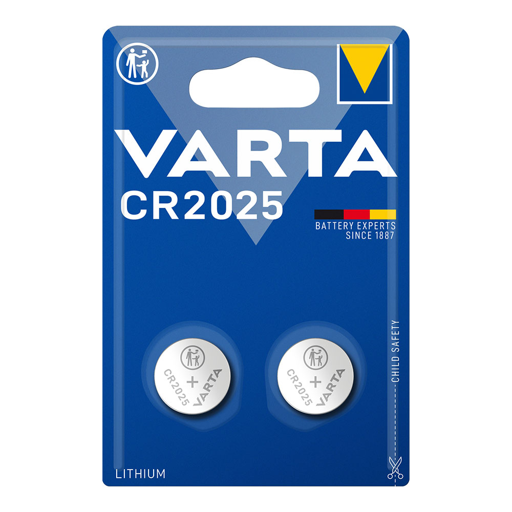 Micro pilha botão lithium cr2025 3v varta (blíster 2 un) ø20x2 5mm