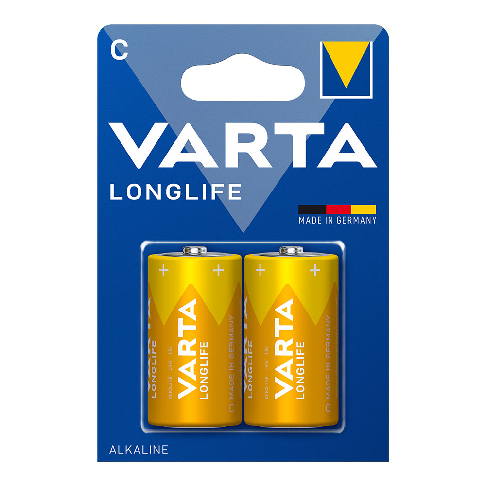 Pilha alcalina varta c - lr14 longlife (blíster 2 un) ø26 2x50mm