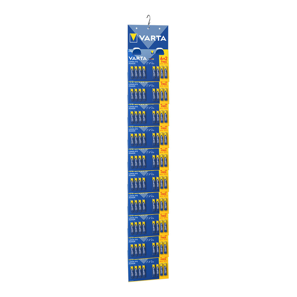 Pack 10 blísters 6+2 pilhas aaa longlife power varta