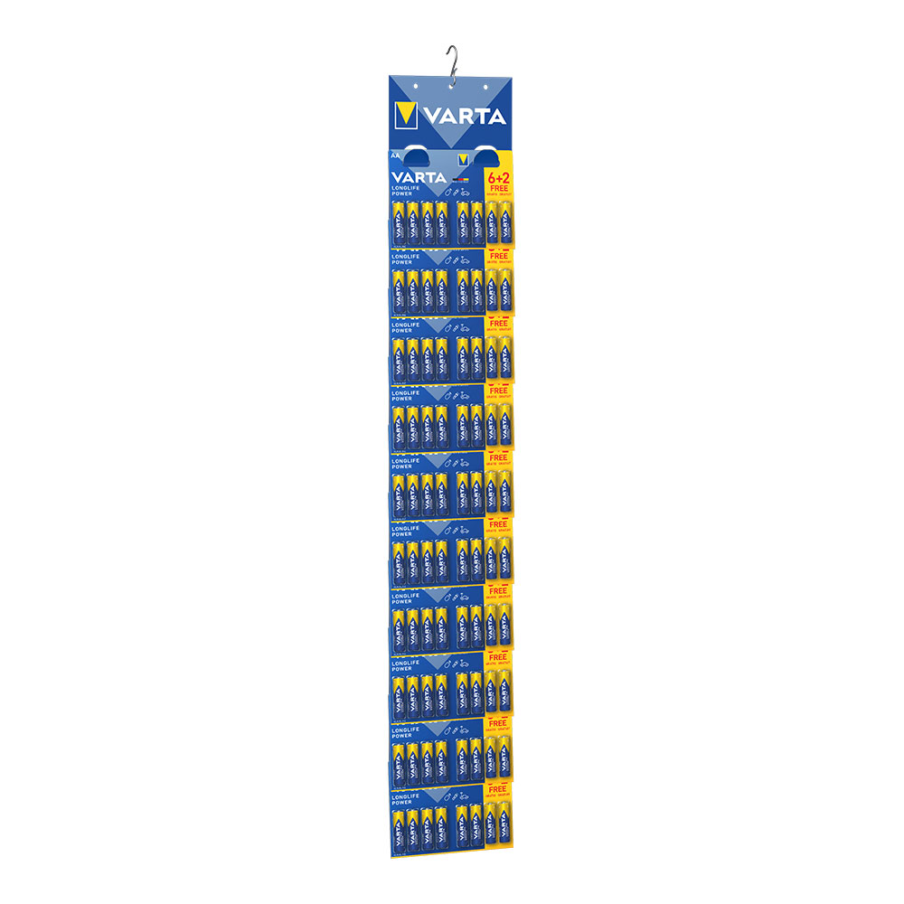 Pack 10 blísters 6+2 pilhas aa longlife power varta
