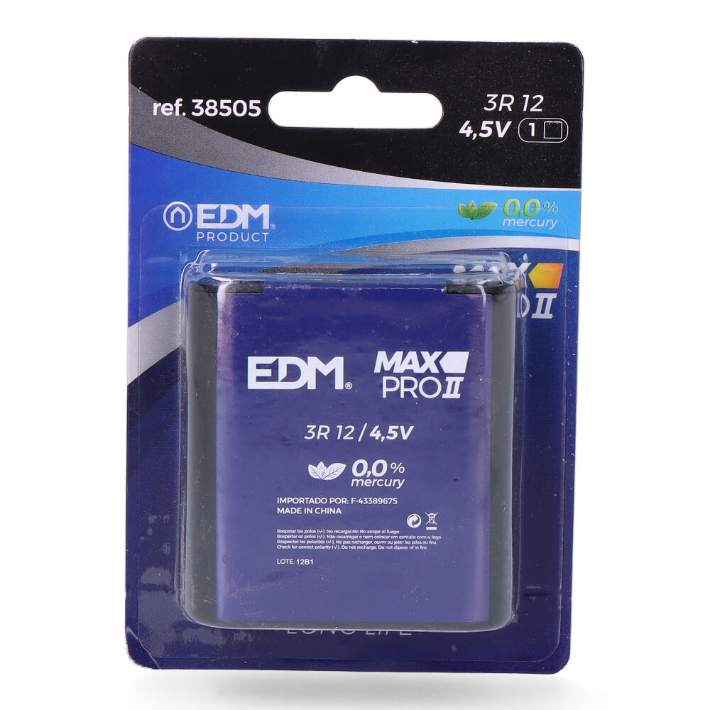 Pilha edm long life 3lr12 4 5v (blíster 1 un) 62x22x67mm