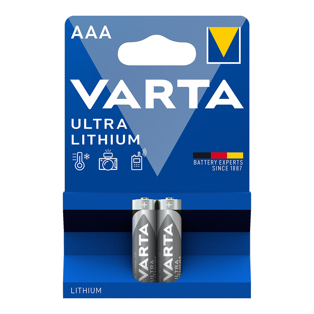 Pilhas varta ultra lithium aaa - lr03 (blíster 2 un) ø10 5x44 5mm