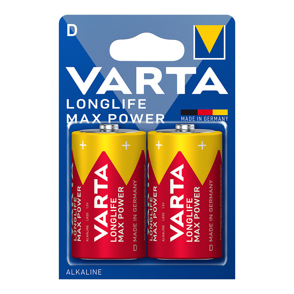 Pilhas varta long life max power d - lr20 (blíster 2 un) ø34 2x61 5mm