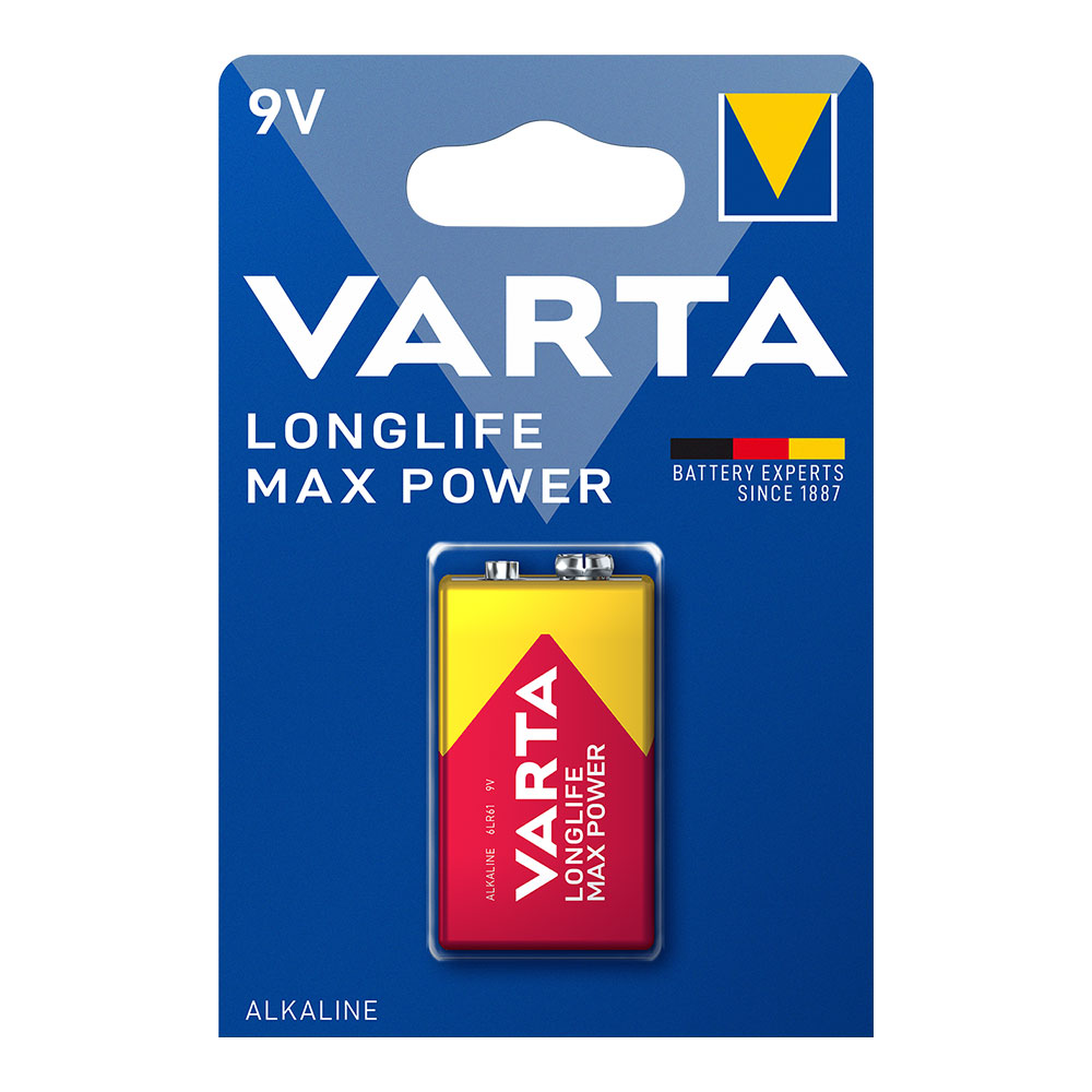 Pilhas varta long life max power 9v - 6lr61 (blíster 1 un) 26 5x17 5x48 5mm