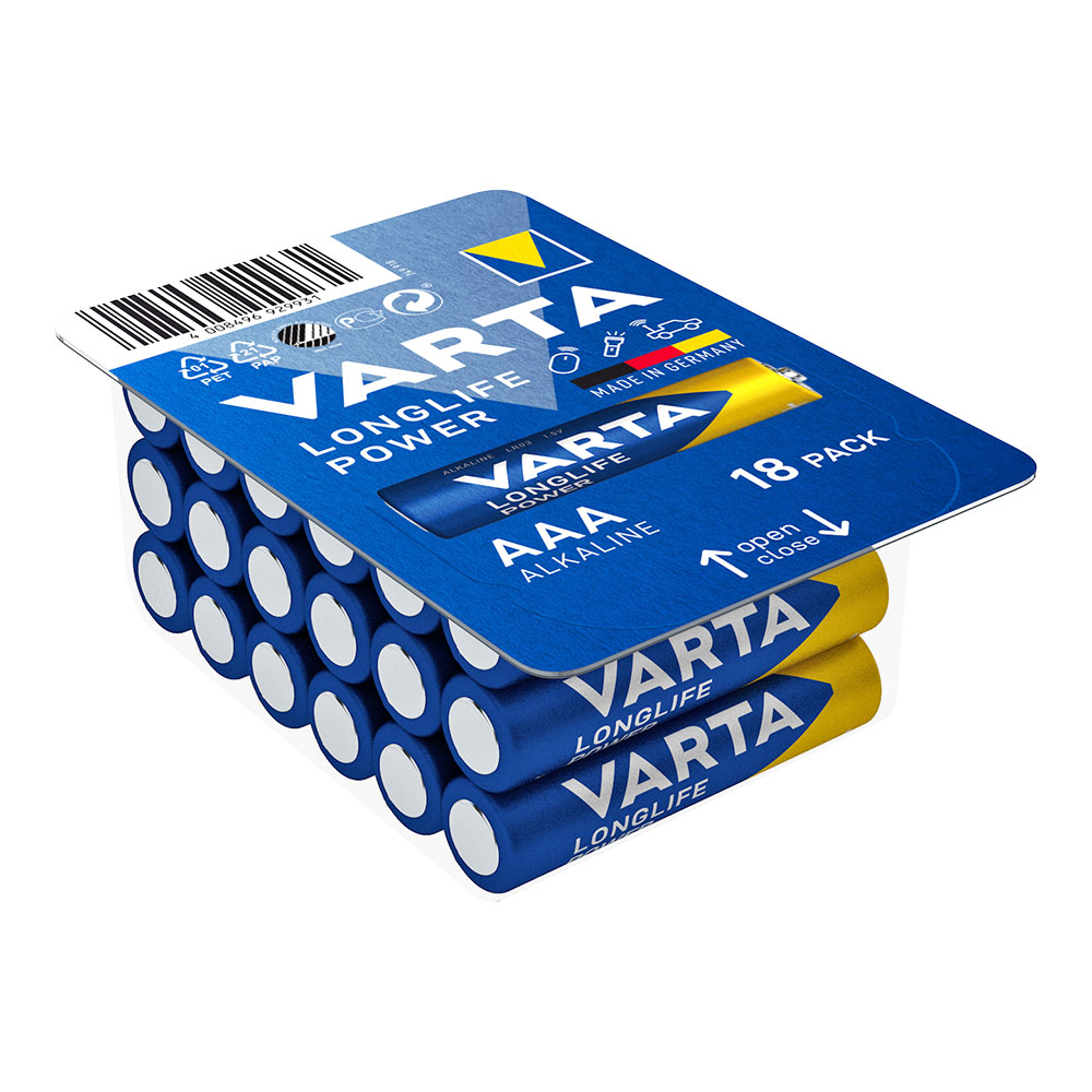 Pilhas varta longlife power aaa - lr03 caixa 18 un ø10 5x44 5mm
