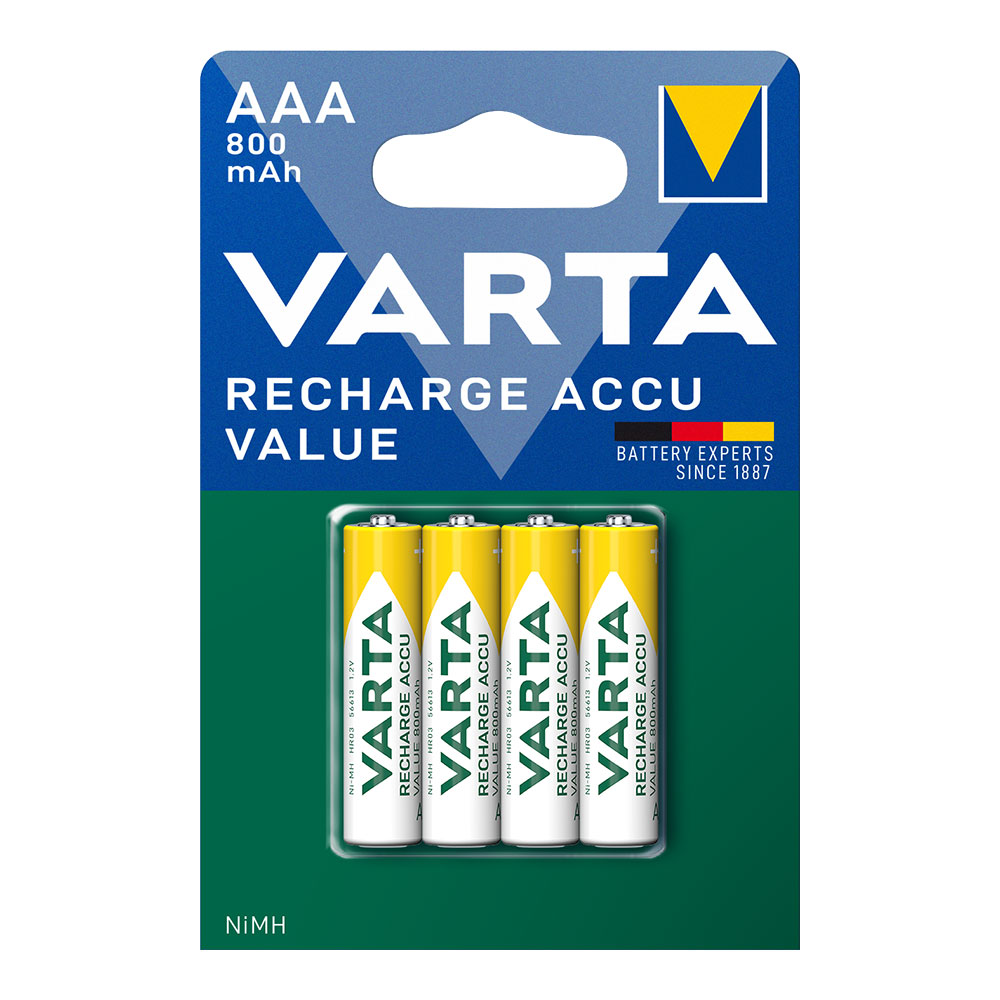 Pilhas varta recarregáveis accu aaa - lr03 800ma (blíster 4 un) ø10 5x44 5mm