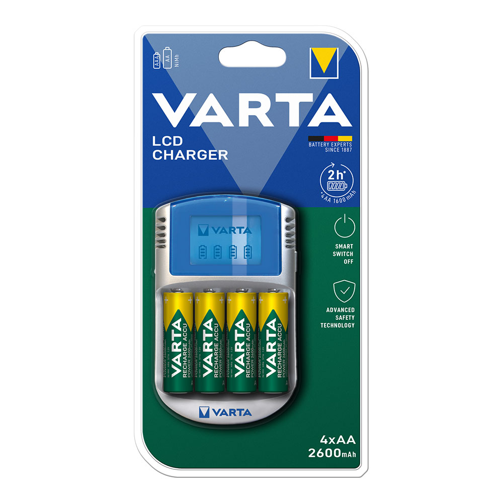 Carregador varta lcd charger para pilhas aa e aaa.