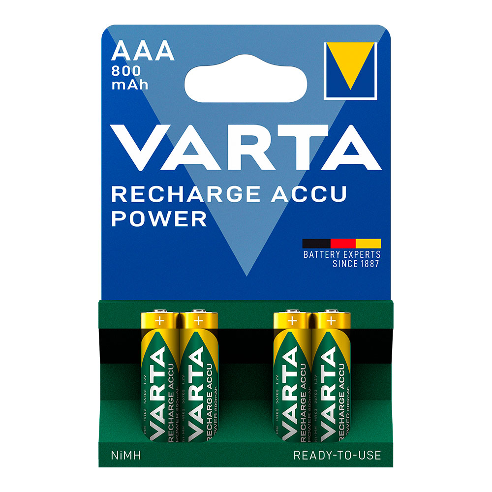 Pilhas varta recarregável accu power aaa - lr03 800ma (blíster 4 un) ø10 5x44 5mm