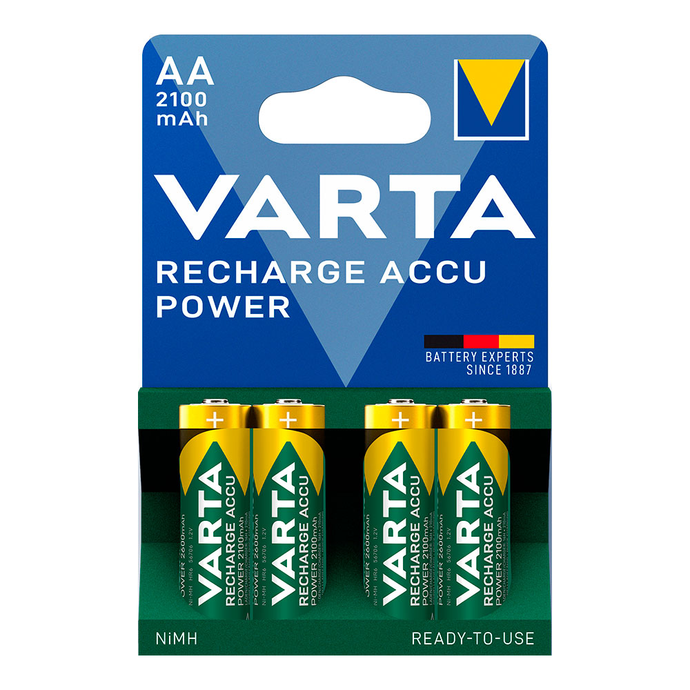Pilhas varta recarregável accu power aa - lr06 2100ma (blíster 4 un) ø14 5x50 5mm