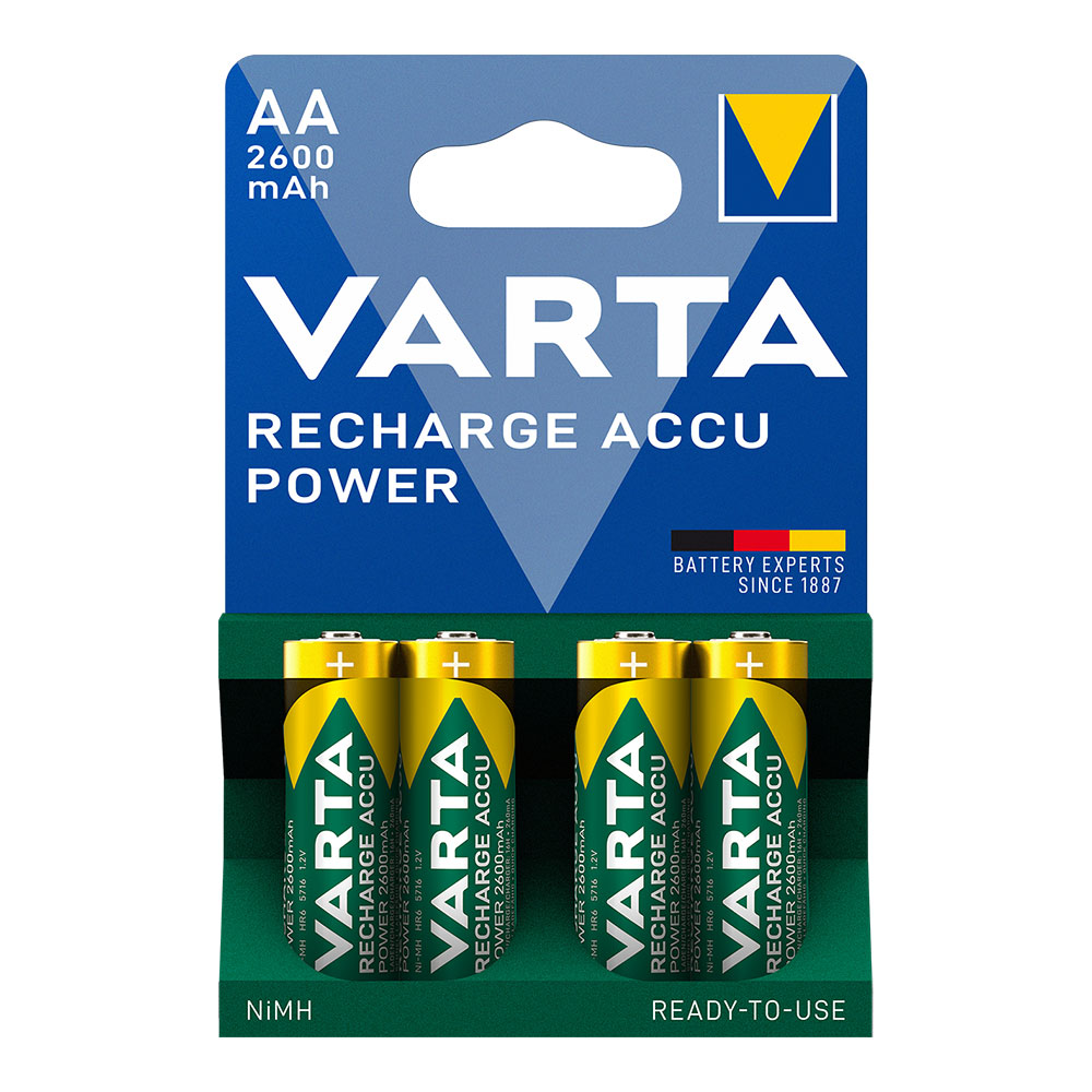 Pilhas varta recarregável accu power aa - lr06 2600ma (blíster 4 un) ø14 5x50 5mm
