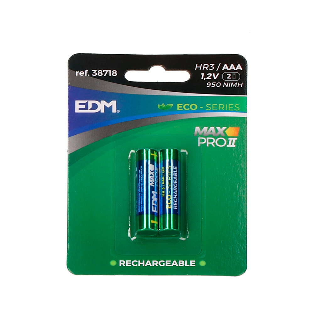 Pilha recarregável eco-series edm aaa - lr03 950ma (blíster 2 un) ø10 5x44 5mm