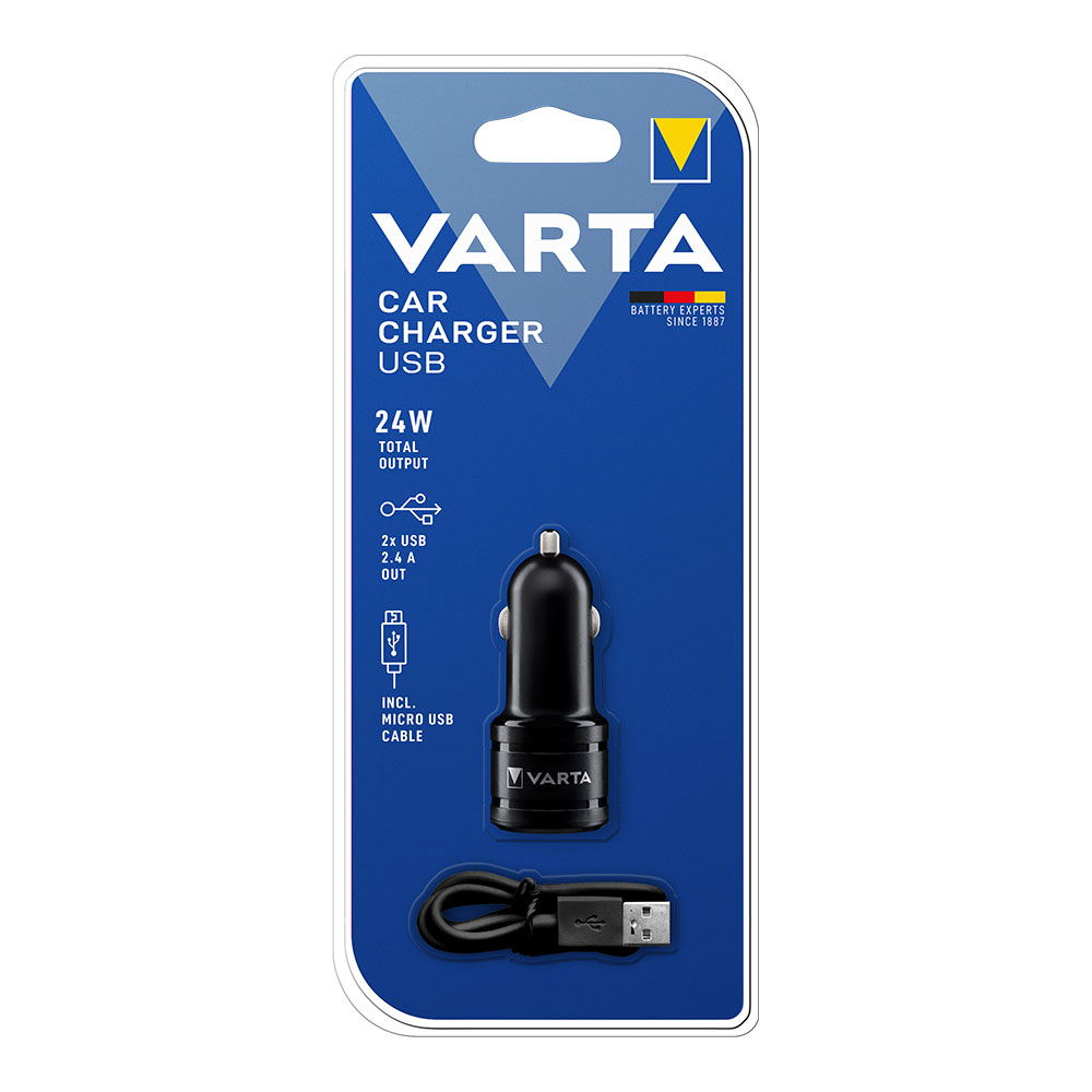 Adaptador carregador varta para carro 2 usb 4 8a