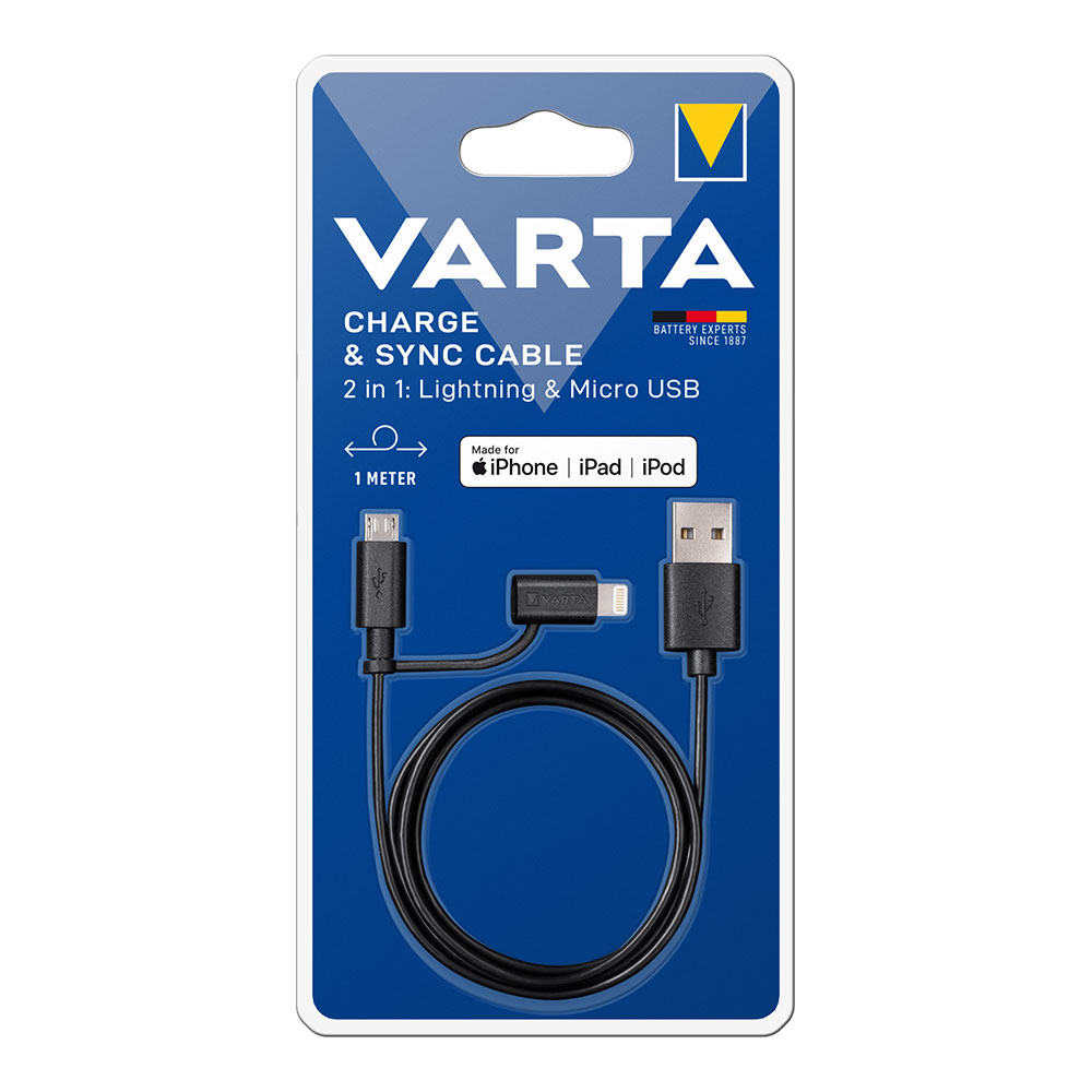 Cabo carregador varta 2 em 1 usb